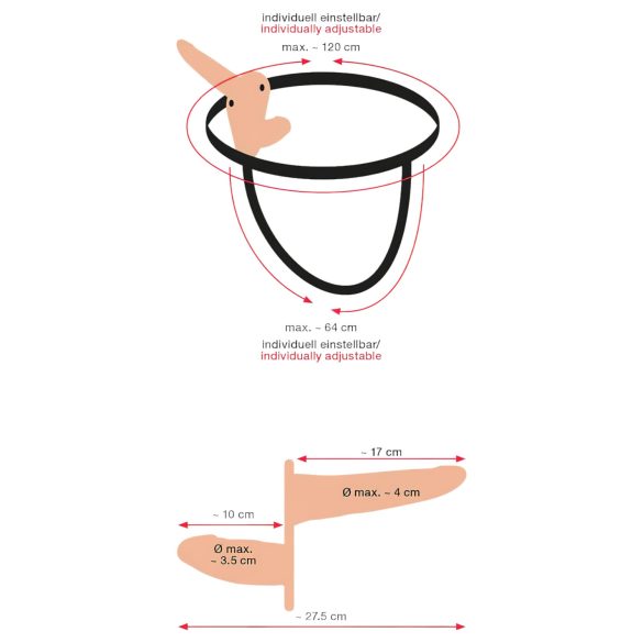 You2Toys - Strap-on duo vibraattori - luonnollinen