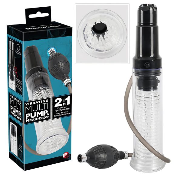 You2Toys - 2in1 pumppu & masturbaattori (läpinäkyvä)