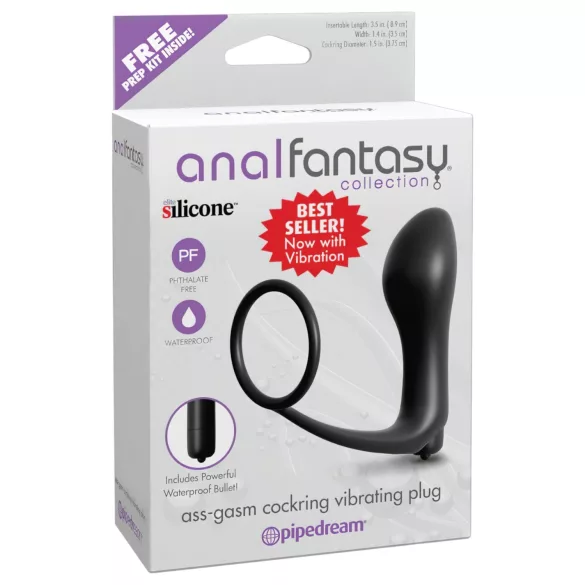Pipedream - Analfantasy - sormallinen anustärytin penisrenkaalla (musta)