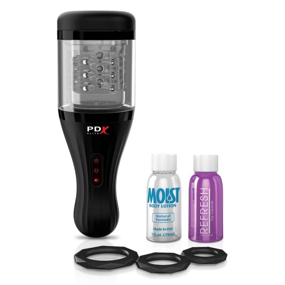 PDX Elite - automaattinen tekovagina - läpinäkyvä/musta