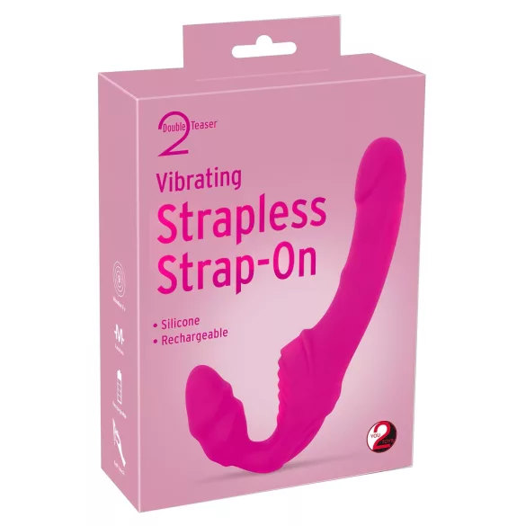 Double2Teaser - strap-on vibraattori ilman valjaita - pinkki