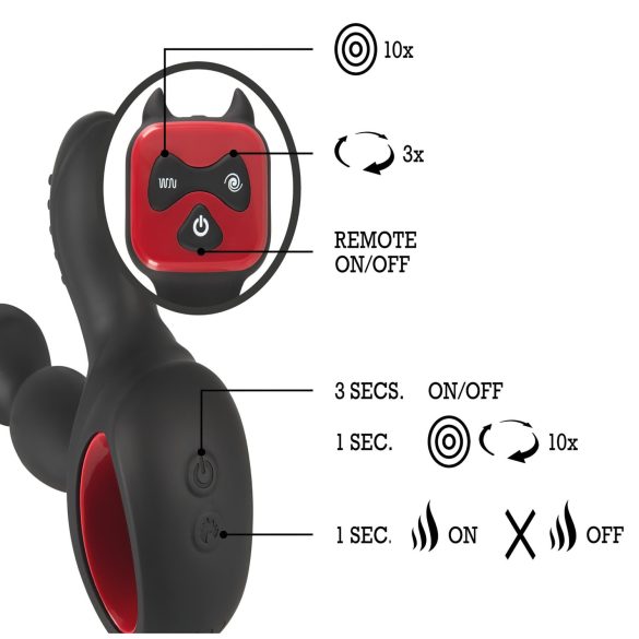 You2Toys - prostatahierontavibraattori - pyörivä lämmitettävä - musta