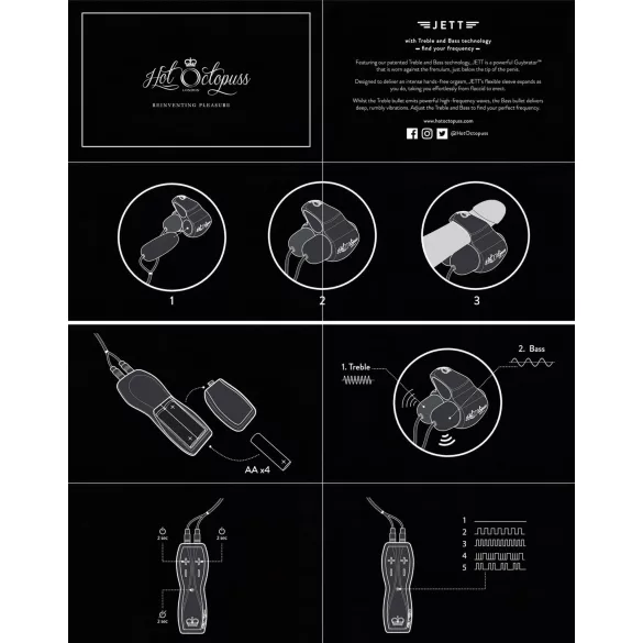 HOT Octopuss JETT - peniksenpäävibraattori - 2 moottoria - musta