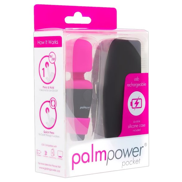 PalmPower Pocket Wand - pikkuruinen hieromavibra (pinkki-musta)