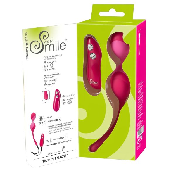 SMILE - vibro muna kaukosäätimellä - 82g - pinkki