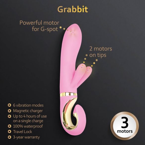 G-Vibe GRabbit - ladattava G-piste vibraattori 3 moottoria pinkki