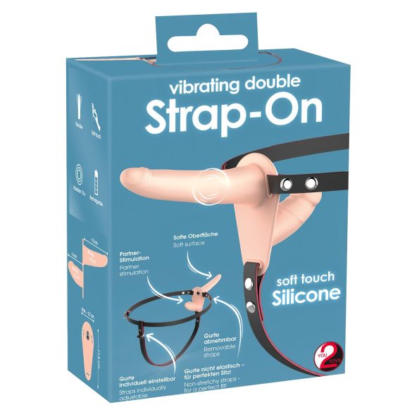 You2Toys - Strap-On - kiinnitettävä tuplavibraattori (nude)