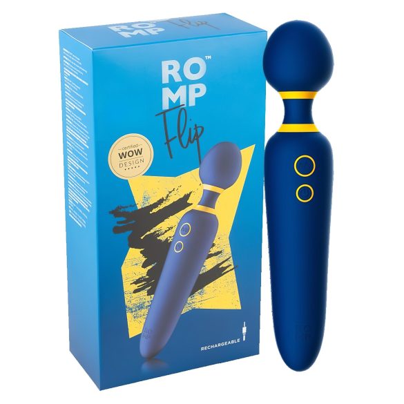 ROMP Flip Wand - ladattava, vedenpitävä hierontavibraattori (sininen)