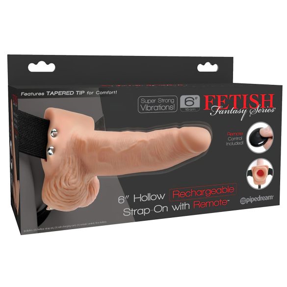 Fetissi Strap-On 6 - kiinnitettävä, ontto vibraattori (naturaali)