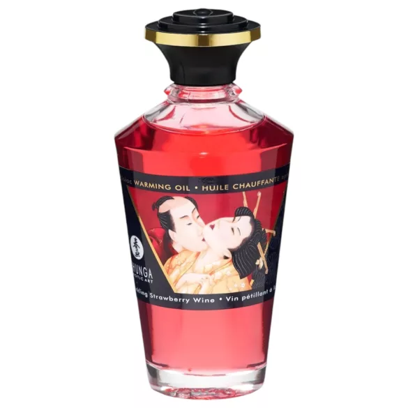 Shunga - lämmittävä hierontaöljy - mansikka-samppanja - 100ml