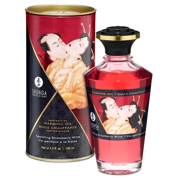 Shunga - lämmittävä hierontaöljy - mansikka-samppanja - 100ml