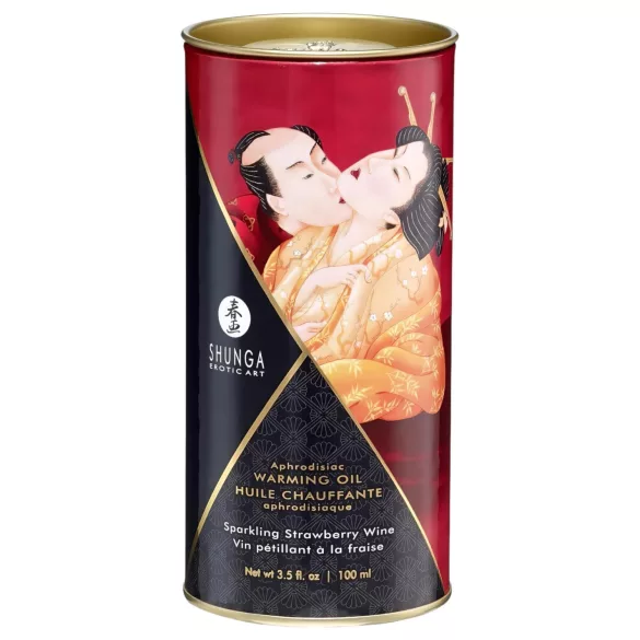 Shunga - lämmittävä hierontaöljy - mansikka-samppanja - 100ml