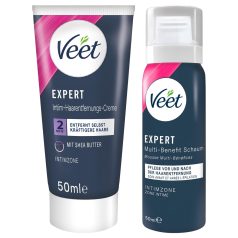   Veet - intiimialueen karvanpoistovoide ja kosteuttava vaahto naisille (2×50 ml)