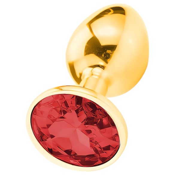 Sunfo - metallinen anustappi punaisella kivellä - kultainen
