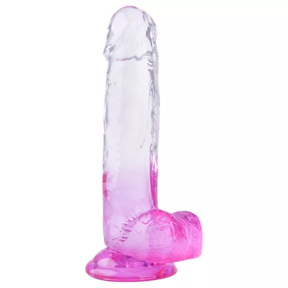 Sunfo - imukupilla varustettu kivellinen dildo - 22cm - läpikuultava violetti