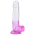 Sunfo - imukupilla varustettu kivellinen dildo - 22cm - läpikuultava violetti
