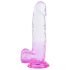 Sunfo - imukupilla varustettu, haarukalla varustettu dildo - 22 cm (läpinäkyvä-violetti)