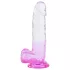 Sunfo - imukupilla varustettu kivellinen dildo - 22cm - läpikuultava violetti