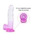 Sunfo - imukupilla varustettu, haarukalla varustettu dildo - 22 cm (läpinäkyvä-violetti)