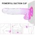 Sunfo - imukupilla varustettu, haarukalla varustettu dildo - 22 cm (läpinäkyvä-violetti)