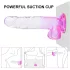 Sunfo - imukupilla varustettu kivellinen dildo - 22cm - läpikuultava violetti