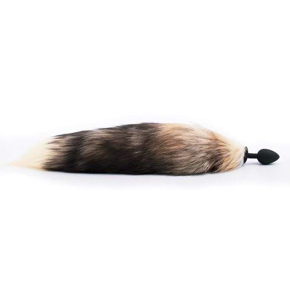 Sunfo - silikoni anaalitappi ketunhännällä (musta-punainen)