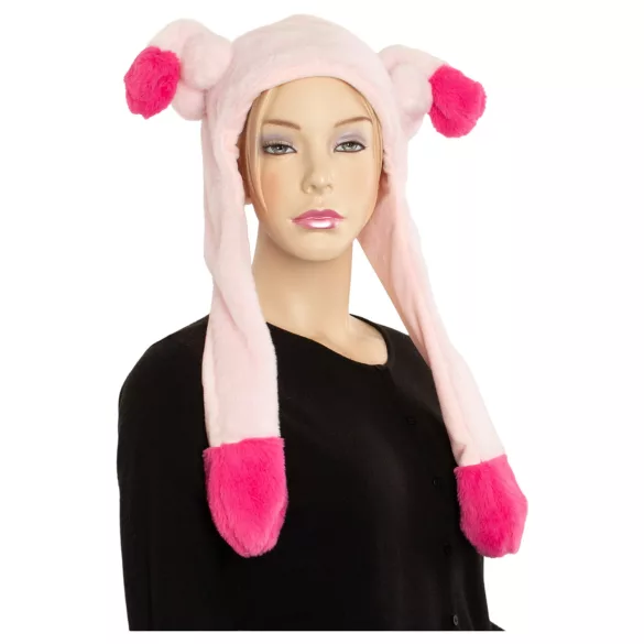Hauska hattu - liikkuvilla korvilla - pinkki