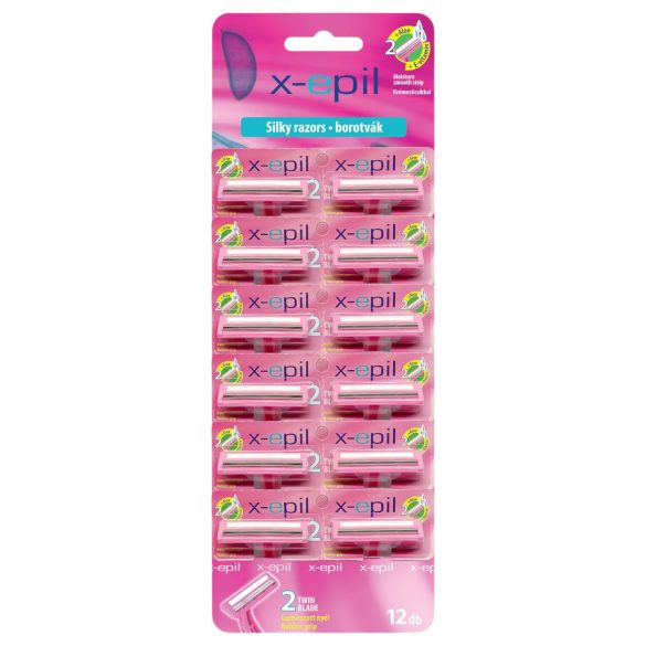 X-Epil Silky - 2-teräinen partahöylä kumikahvalla (12 kpl)