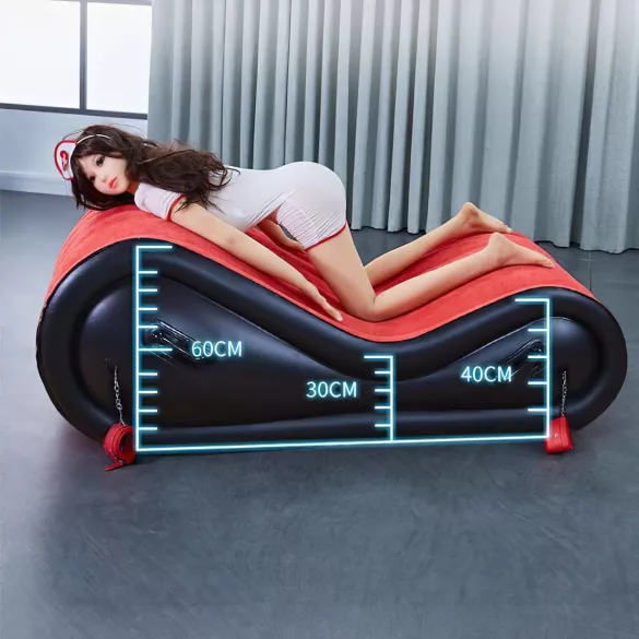 Desirel Magic Pillow - Ilmalla täytettävä BDSM‑seksihuonekalu - käsiraudoilla (punainen)
