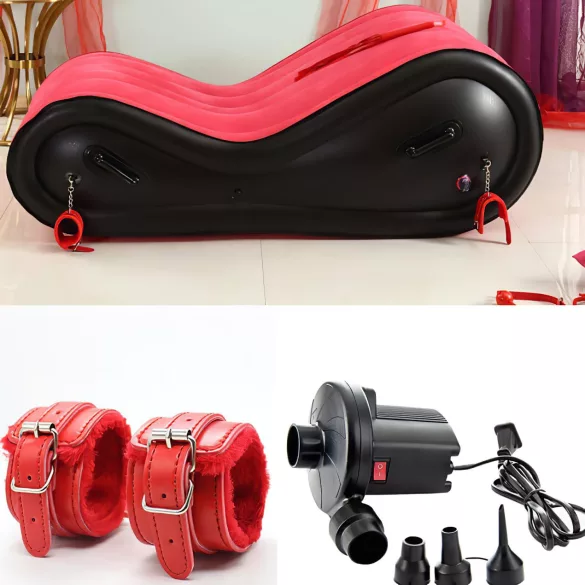 Desirel Magic Pillow - Ilmalla täytettävä BDSM‑seksihuonekalu - käsiraudoilla (punainen)