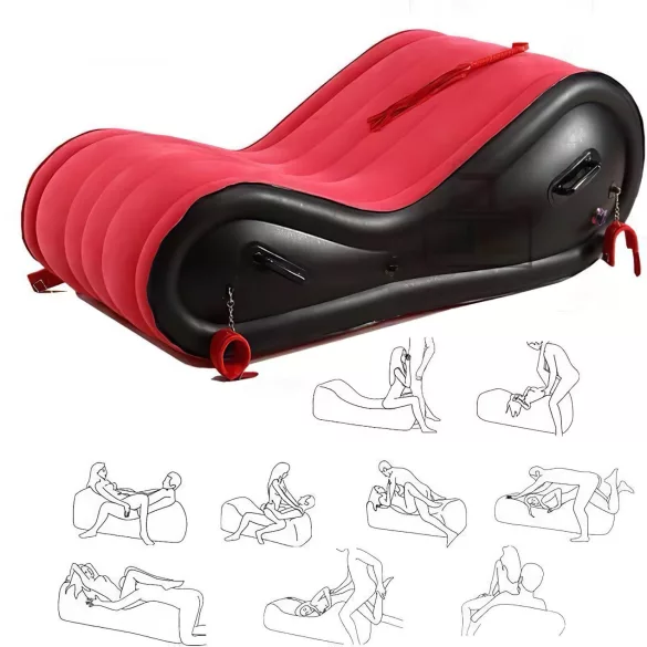 Desirel Magic Pillow - Ilmalla täytettävä BDSM‑seksihuonekalu - käsiraudoilla (punainen)