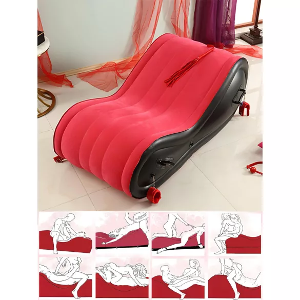 Desirel Magic Pillow - Ilmalla täytettävä BDSM‑seksihuonekalu - käsiraudoilla (punainen)