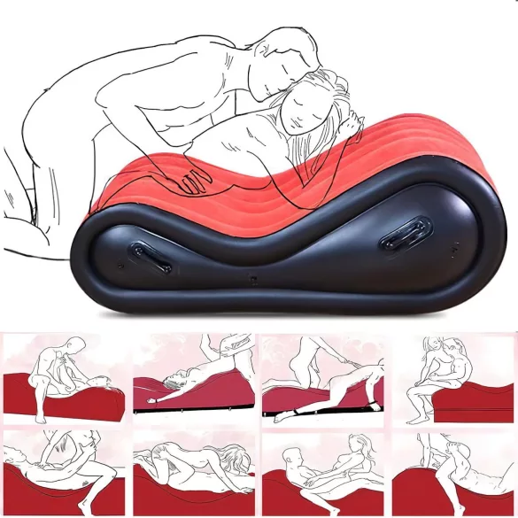 Desirel Magic Pillow - Ilmalla täytettävä BDSM‑seksihuonekalu - käsiraudoilla (punainen)