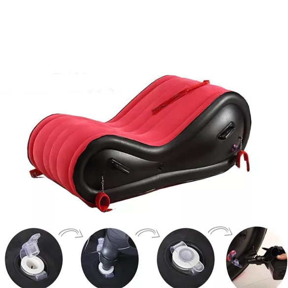 Desirel Magic Pillow - Ilmalla täytettävä BDSM‑seksihuonekalu - käsiraudoilla (punainen)