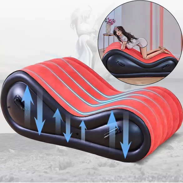 Desirel Magic Pillow - Ilmalla täytettävä BDSM‑seksihuonekalu - käsiraudoilla (punainen)