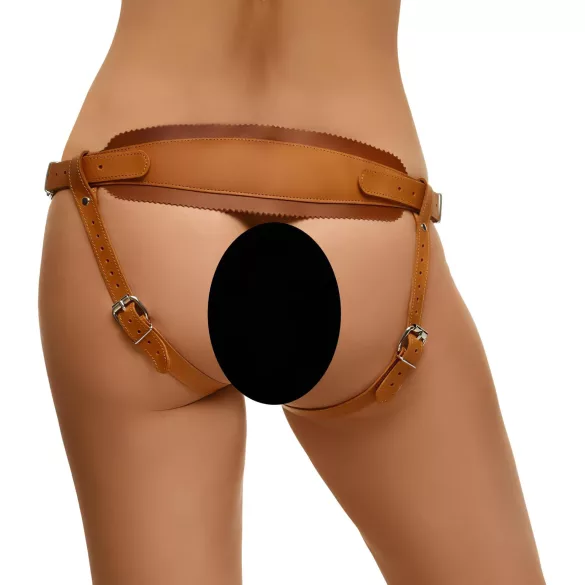 ZADO - nahkahousut strap-on käytettäväksi - ruskea - XXL