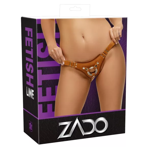 ZADO - nahkahousut strap-on käytettäväksi - ruskea - XXL