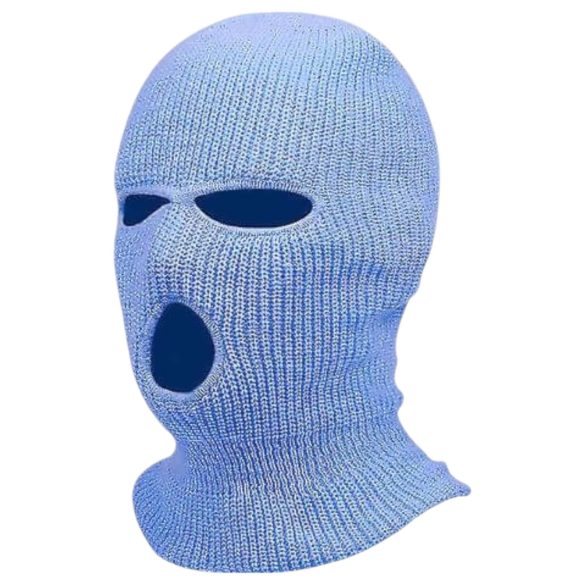 Balaclava - Neulottu kommandopipo, 3 aukkoa (sininen)