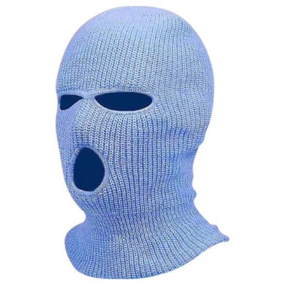 Balaclava - neulottu suihinottomaski 3 aukolla - sininen