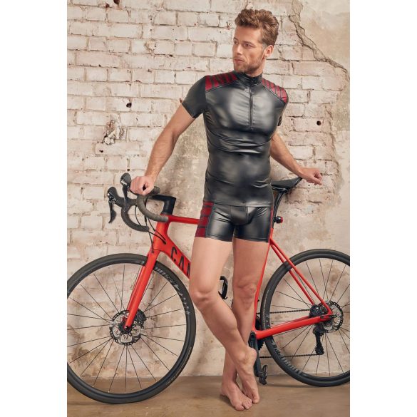 NEK - miesten yläosa vetoketjulla ja punaisilla yksityiskohdilla - musta - XL