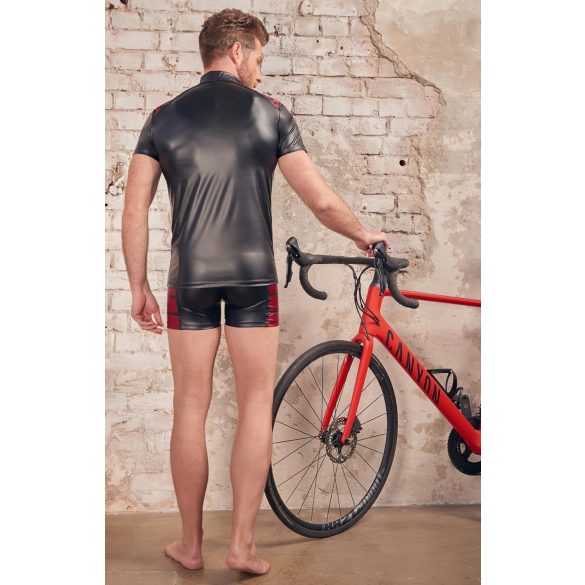 NEK - miesten yläosa vetoketjulla ja punaisilla yksityiskohdilla - musta - XL