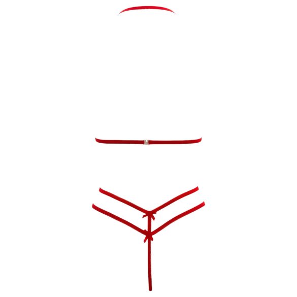 Cottelli - avoin pitsinen rintaliivisetti (punainen) - M