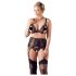 Cottelli Plus Size - Kolmiosainen pitsisetti (musta) - XXL