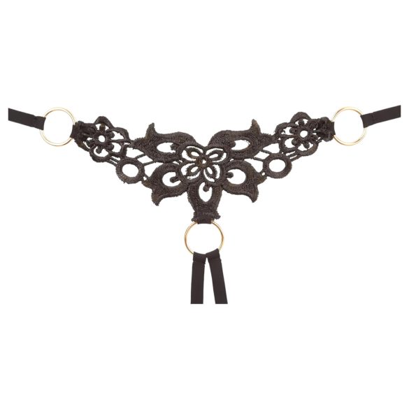 Cottelli - kiiltävä kirjailtu rintaliivit ja setti (musta)