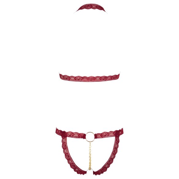 Cottelli - metallirengas avoin rintaliivisetti (punainen)