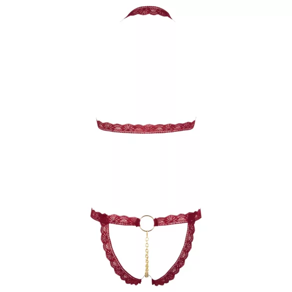 Cottelli - avoin rintaliivisetti metallirenkailla - punainen - M/L