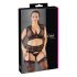 Cottelli Plus Size - strassilla korsitettu pitsiasu (musta) - 2XL