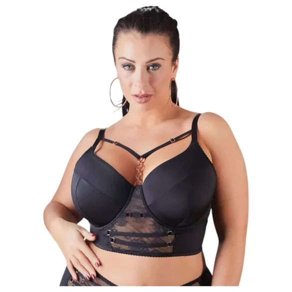 Cottelli Plus Size - olkaimet ja pitsi rintaliivit (musta)