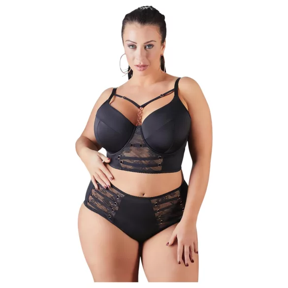 Cottelli Plus Size - olkaimet ja pitsi rintaliivit (musta) - 85E
