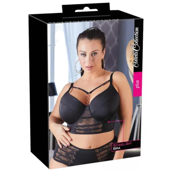 Cottelli Plus Size - olkaimet ja pitsi rintaliivit (musta) - 95F
